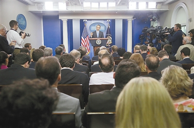 4月30日,奥巴马在白宫新闻发布会上回答提问